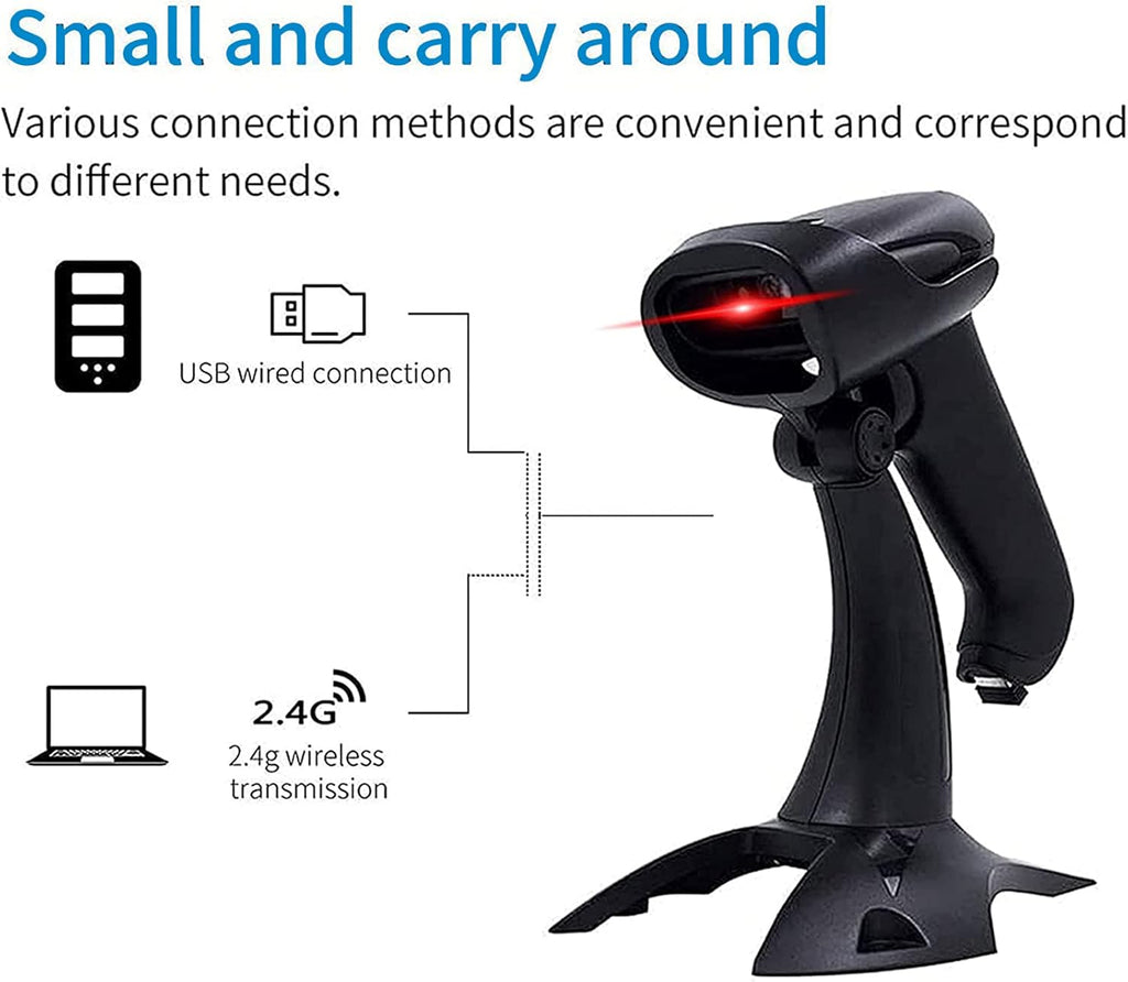 2 Pack Wireless 2D Barcode Scanner with Stand, USB Wired Handheld Bar Code Reader K18181