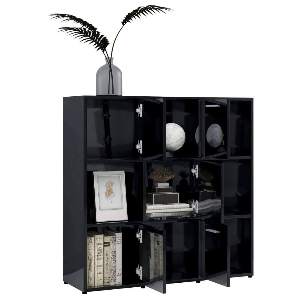 Book Cabinet High Gloss Black Chipboard A50236