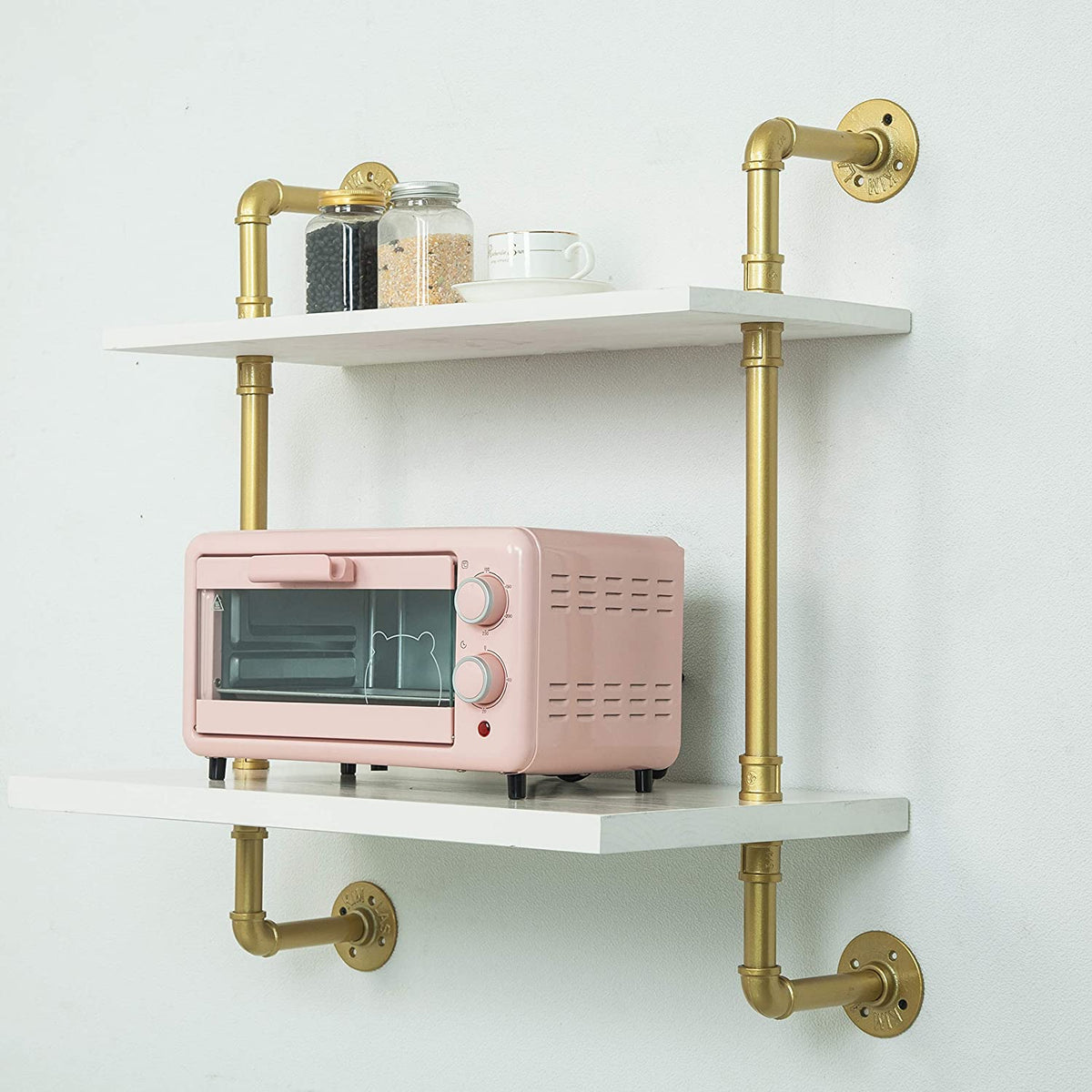 Industrial Retro Wall Mount Iron Pipe Microwave Oven Shelf Stand L139033