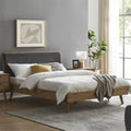 Solid Acacia Wood King Bed with Padded Headboard C8090