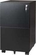 Black 2-Drawer Mobile File Cabinet with Lock R65924