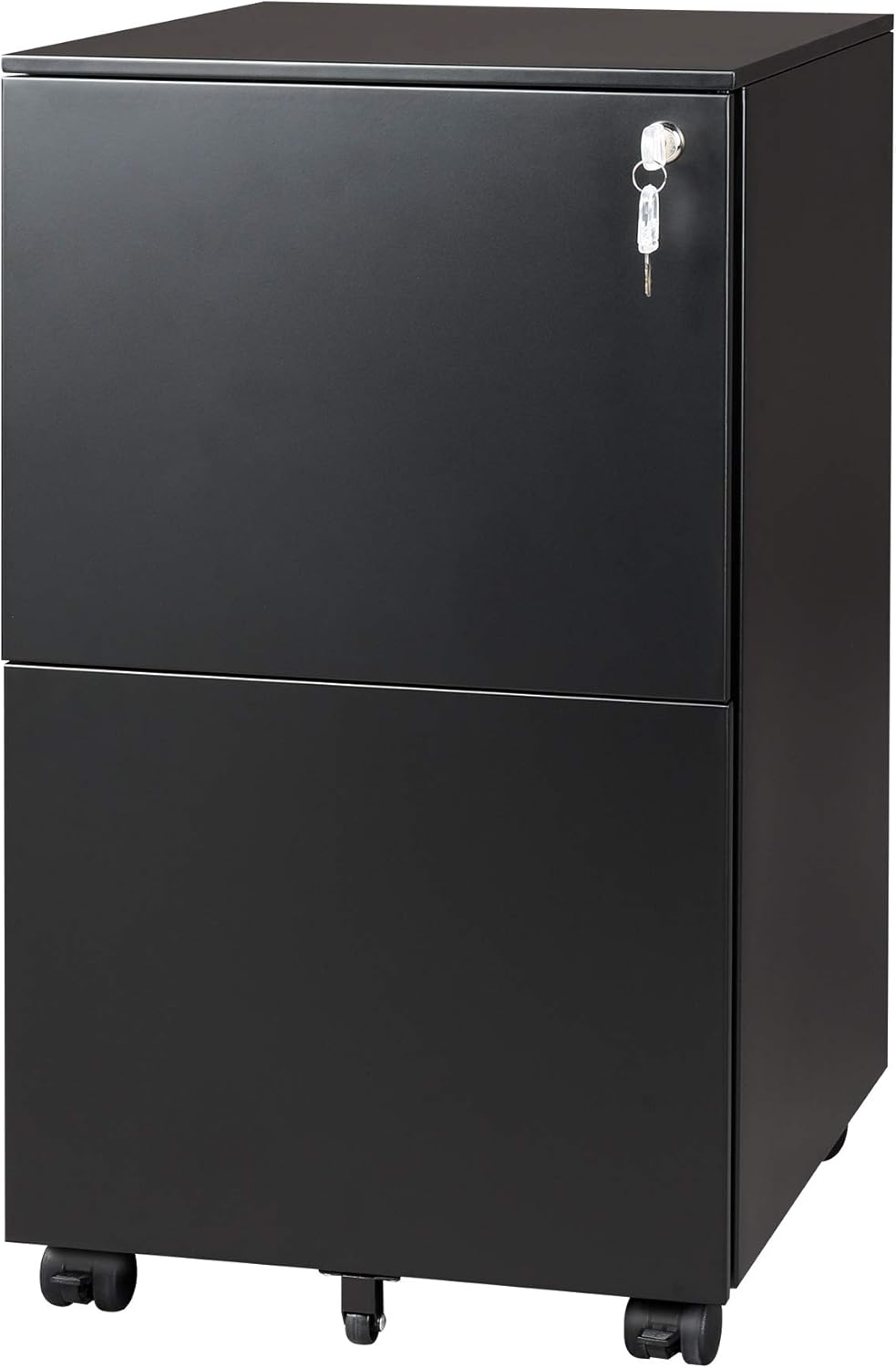 Black 2-Drawer Mobile File Cabinet with Lock R65924