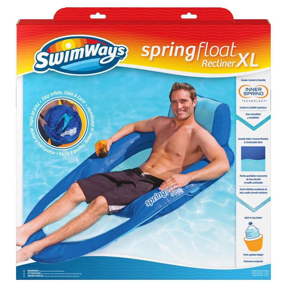 Dark & Light Blue Inflatable Floating Chair with Cup Holder (2 Pack) M7417