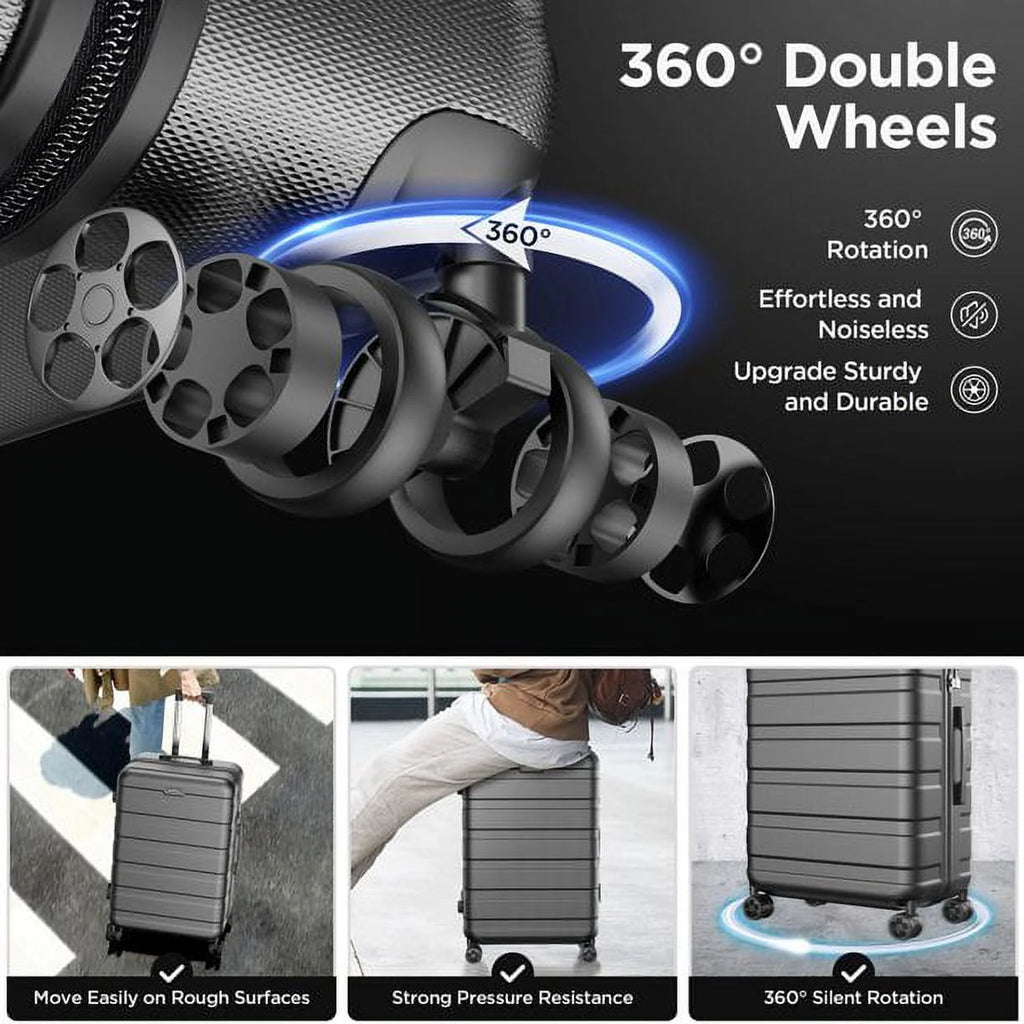 5 Piece Hardside Luggage Suitcase Set with 360° Double Spinner Wheels Integrated TSA Lock ABS Hardshell P868301