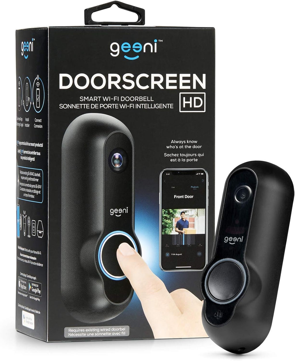 Smart Wifi Doorbell with HD Camera, Night Vision, and Motion Sensor C39262