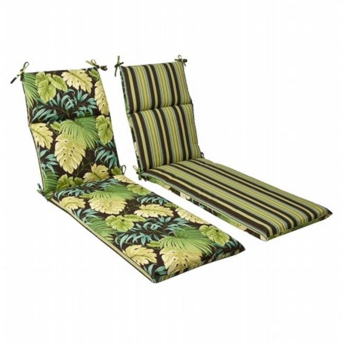 Green/Brown Tropical Striped Reversible Chaise Lounge Cushion E2916