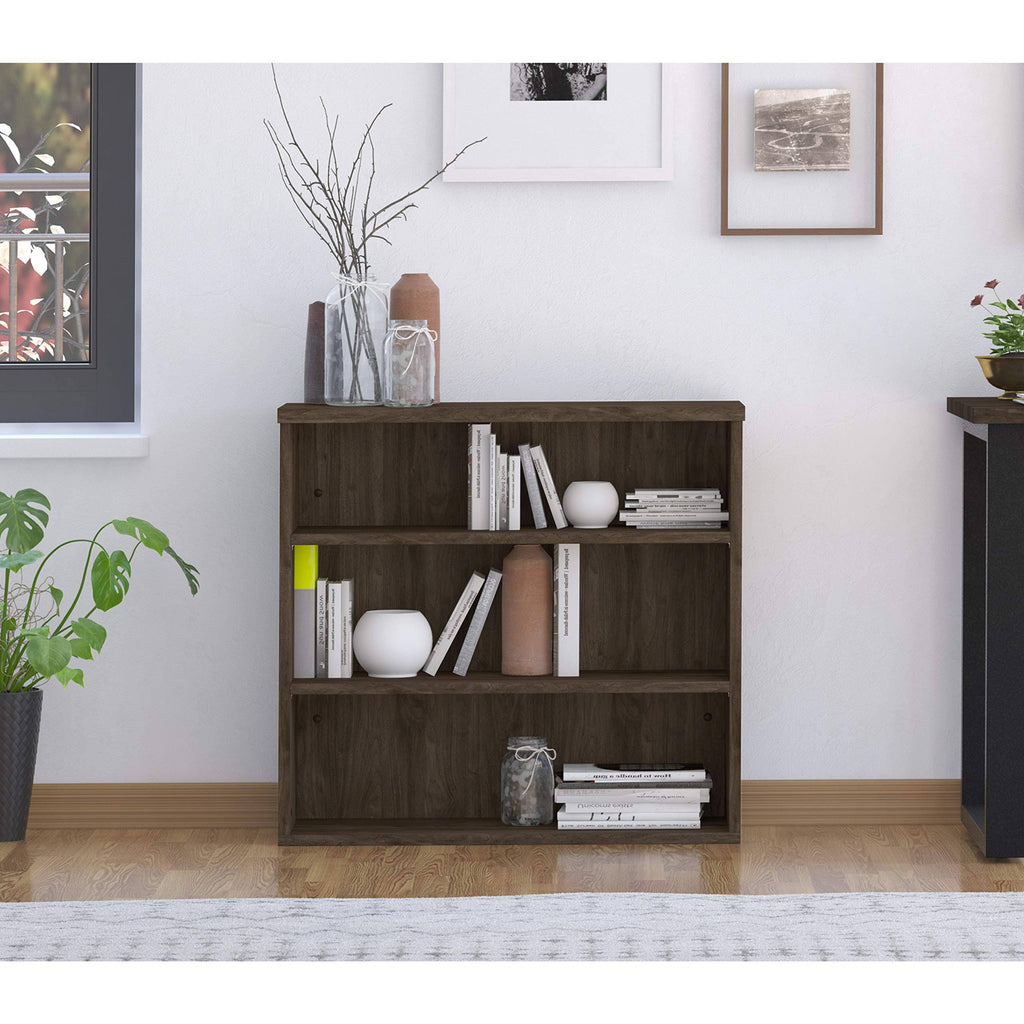 Industrial Farmhouse 3 Shelf Bookcase Dark Brown N929