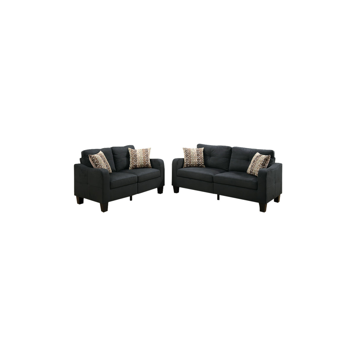 Gray 2 Pieces Sofa Set With Accent Pillows X4294