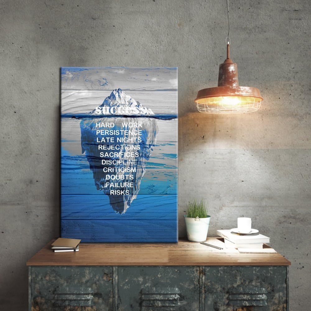 Canvas Quotes Wall Art Vintage Wood Style Iceberg Poster Stretched Gallery Wraps Giclee Print 24x36inch C572