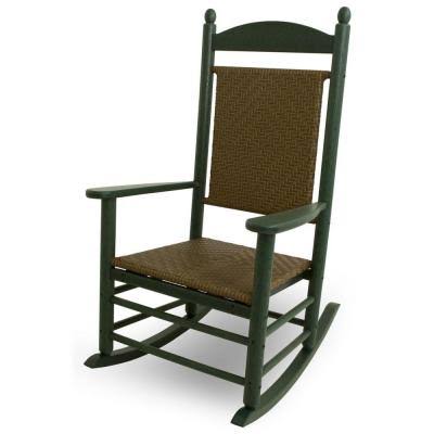Green/Brown Recycled Plastic Rocking Chair with Woven Seat D338243