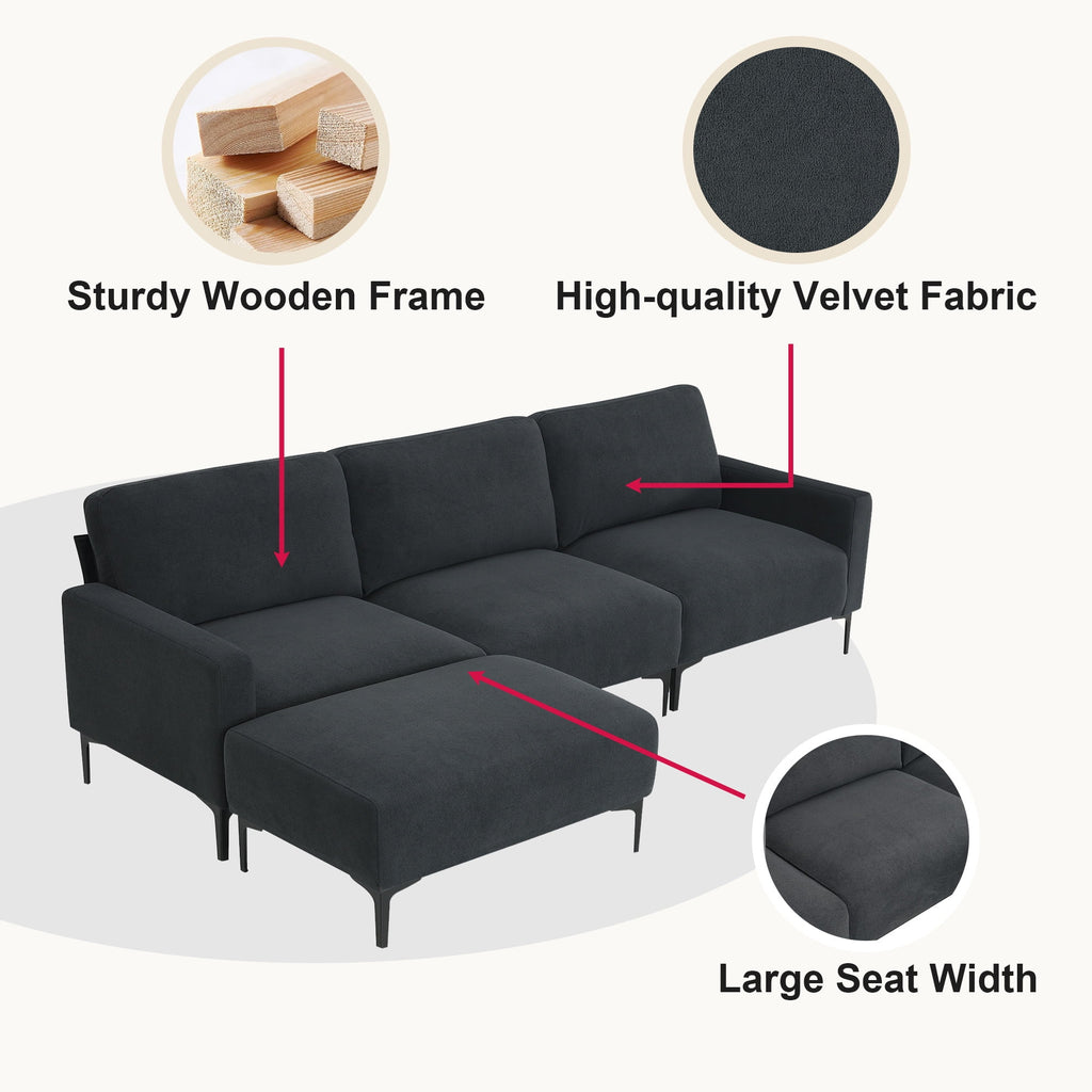 Modern L-Shaped Sectional Sofa with Convertible Ottoman Y765