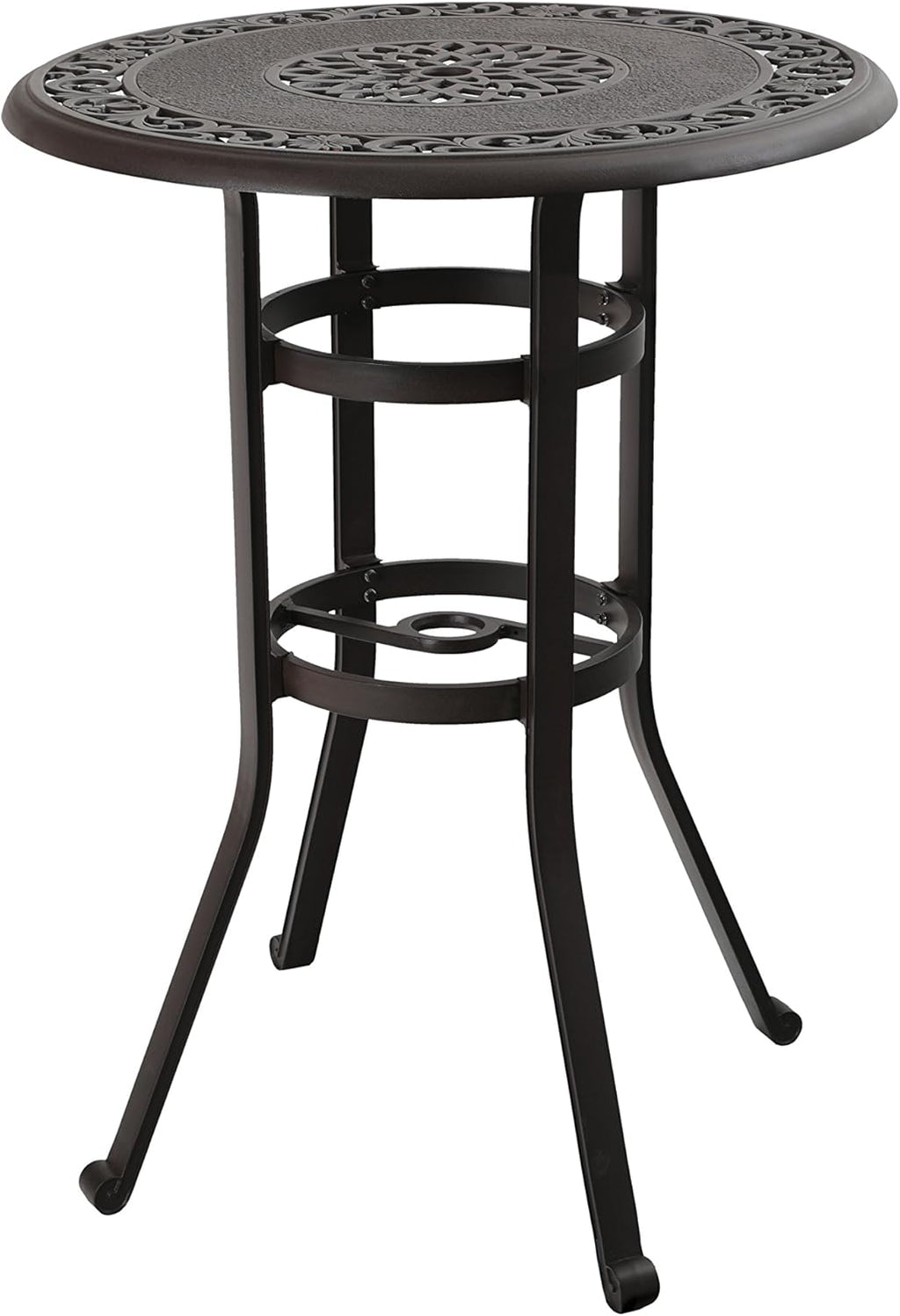 27.5 Patio Cast Aluminum Square Bistro Dining Table with Umbrella Hole V63473