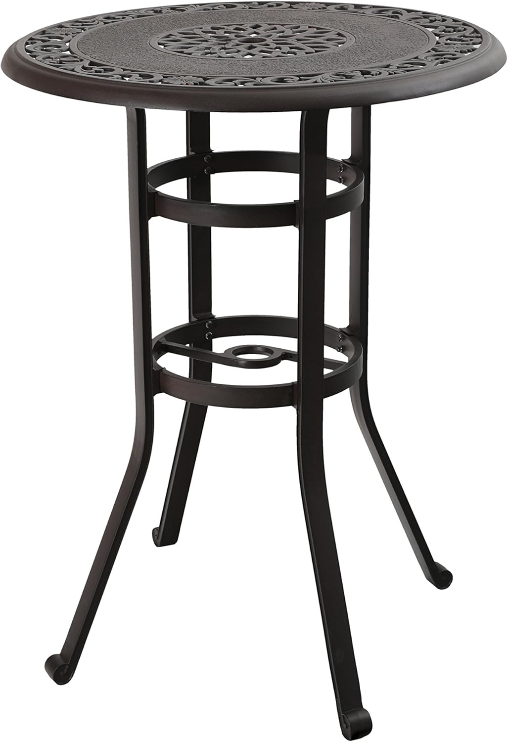 27.5 Patio Cast Aluminum Square Bistro Dining Table with Umbrella Hole V63473