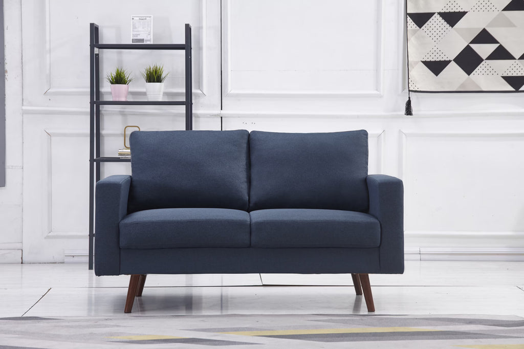 Navy Fabric Loveseat V13750