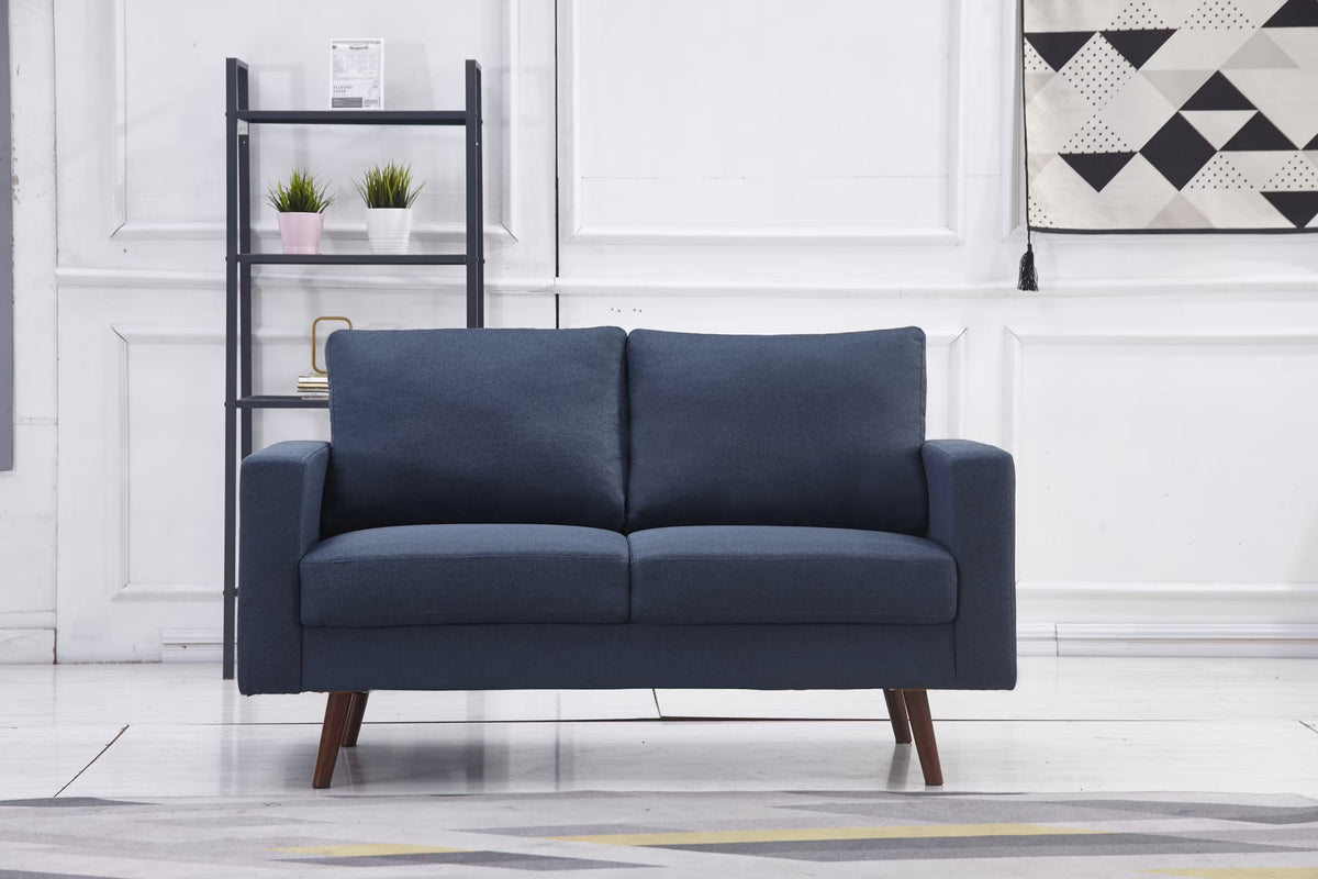 Navy Fabric Loveseat V13750