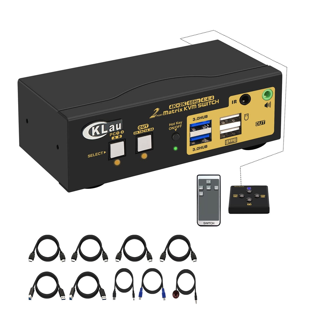 KVM Switch HDMI 4 Port with USB Hub, Audio and 4 KVM Cables P53494
