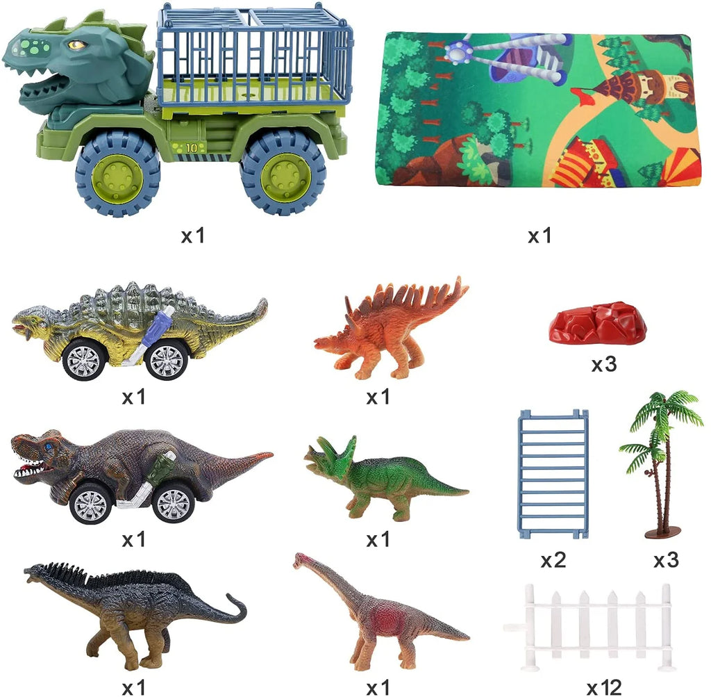 Dinosaur Transport Car Carrier Truck with 15 Dinosaurs K736101