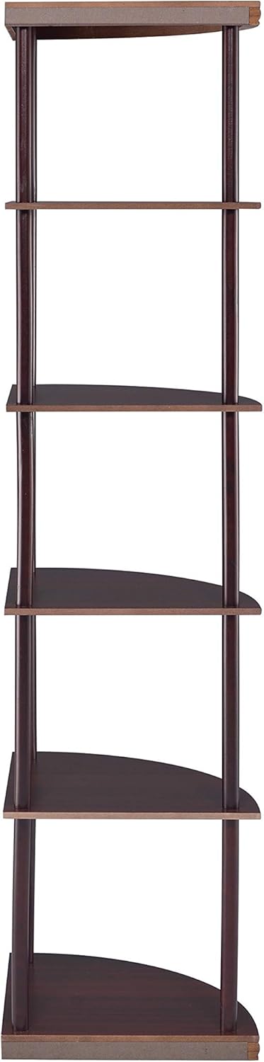 5-Shelf Corner Bookshelf Cappuccino Y77590