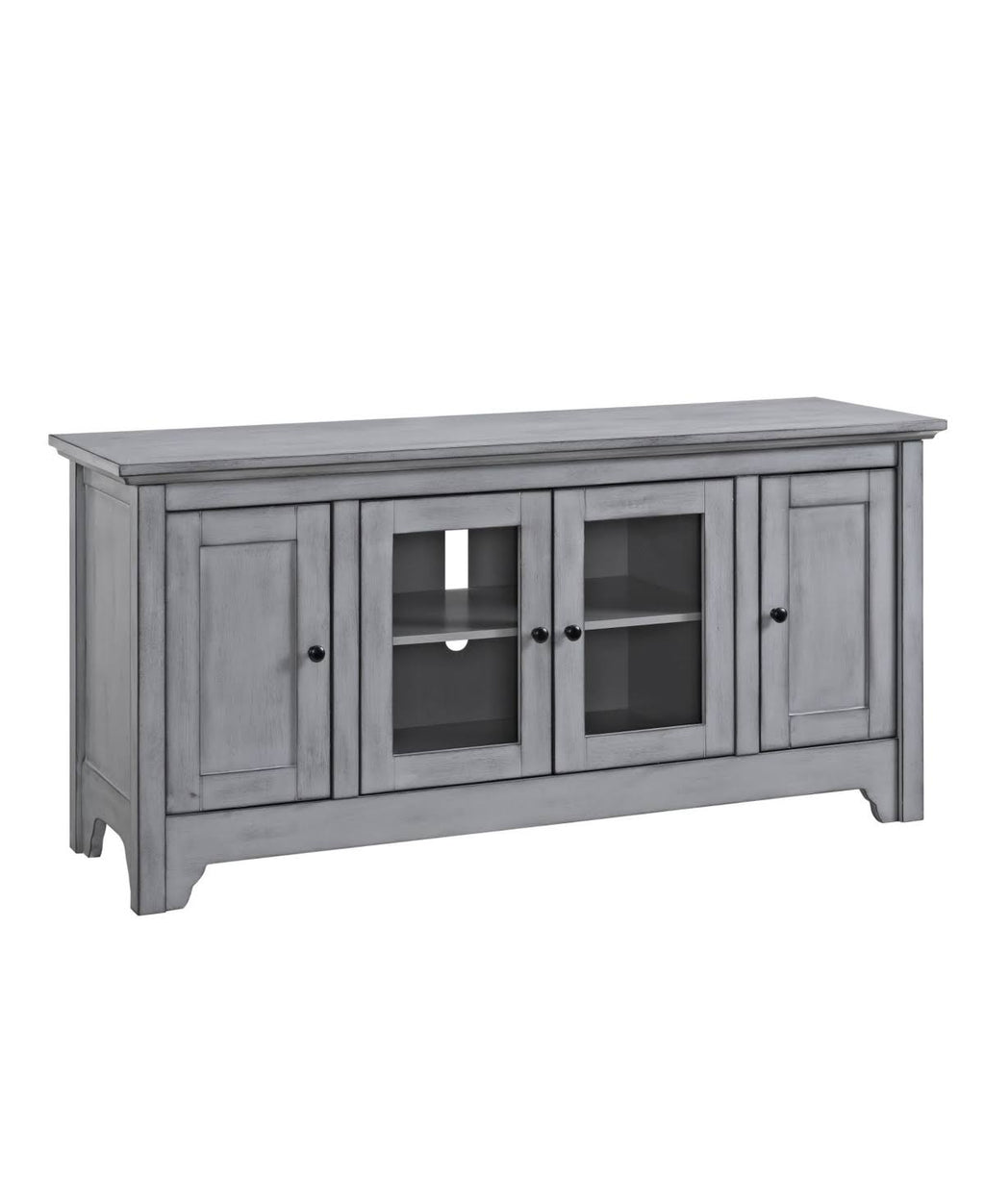 Antique Grey Wood TV Media Stand Storage Console X55789