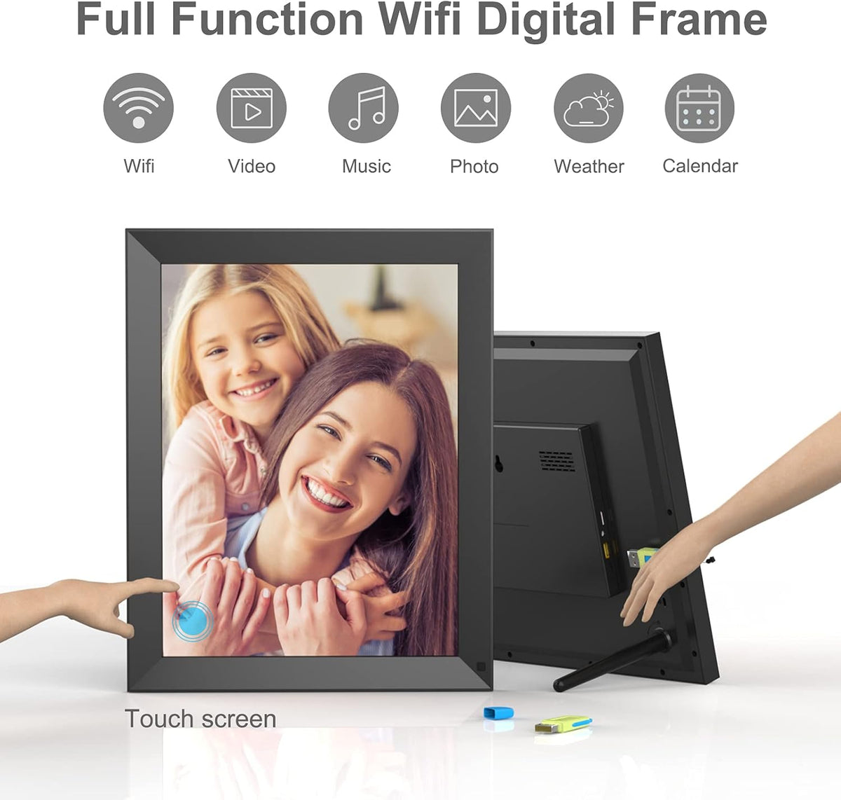 WiFi Large Digital Picture Photo Frame 15-Inch Touch Screen 32GB Memory Y646