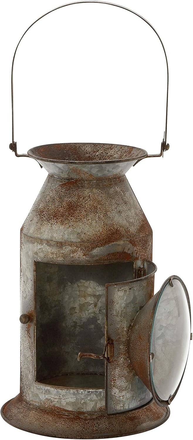 Distressed Metal Glass Candle Lantern, Pack of 2 G1130