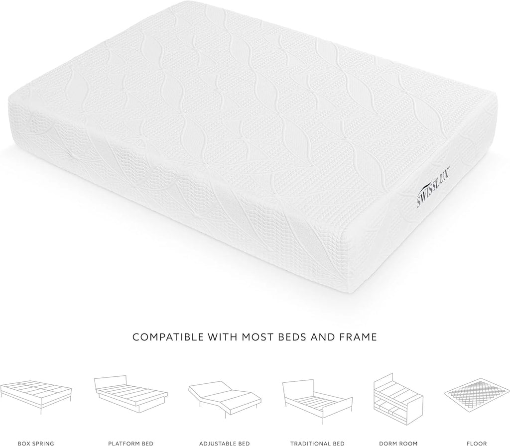 White Full Size 10 Inch Medium Plush Memory Foam Mattress S35016