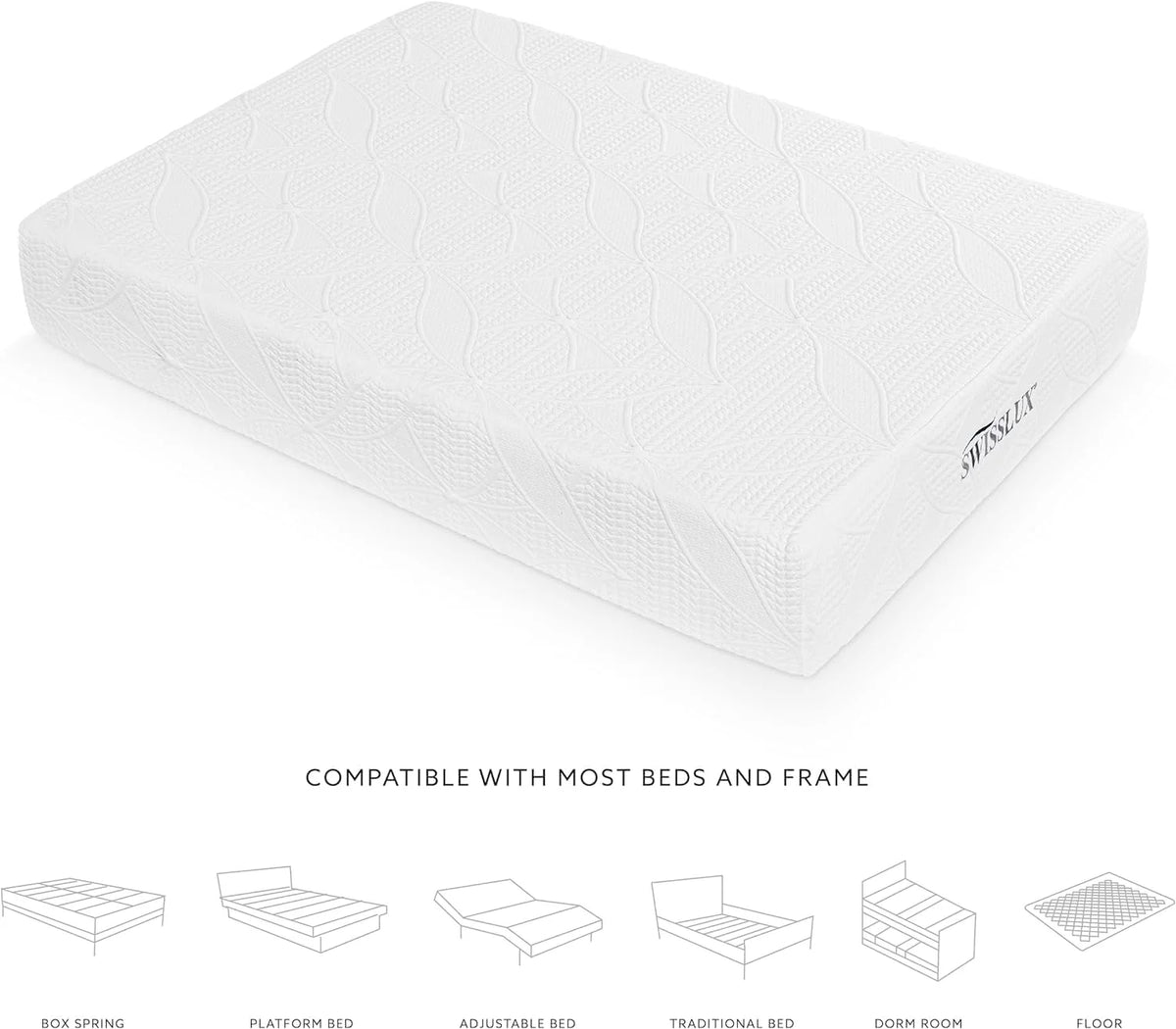 White Full Size 10 Inch Medium Plush Memory Foam Mattress S35016