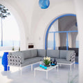 6 Piece White Gray Outdoor Aluminum Sectional Sofa Set S267458