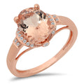 18K Rose Gold Oval Cut Morganite Diamond Engagement Ring L1249