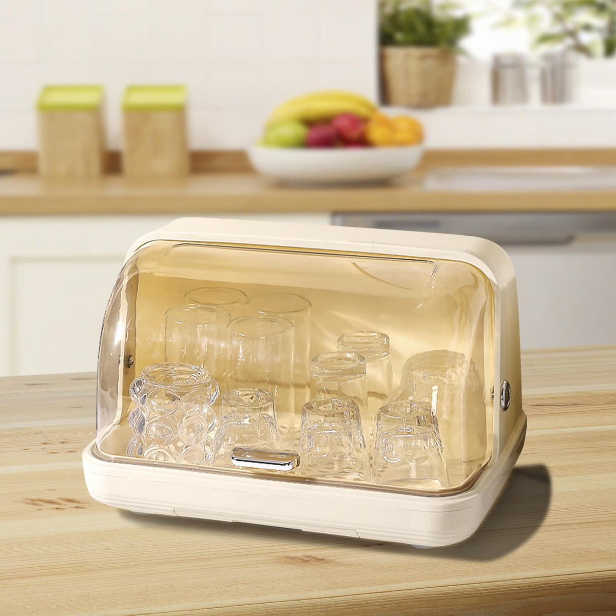 Creamy yellow Cup Storage Rack with Lid Y309326