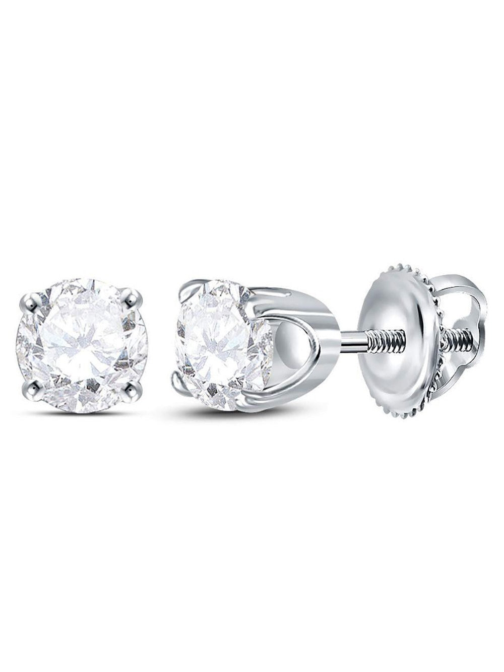 14K White Gold Solitaire Stud Diamond Earrings T22521
