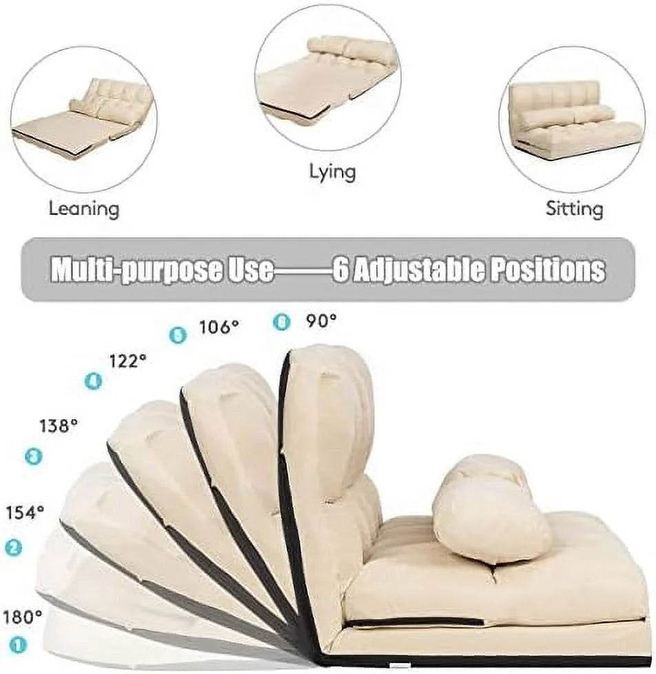 Gray Fabric Folding Sofa Bed with 2 Pillows O34973