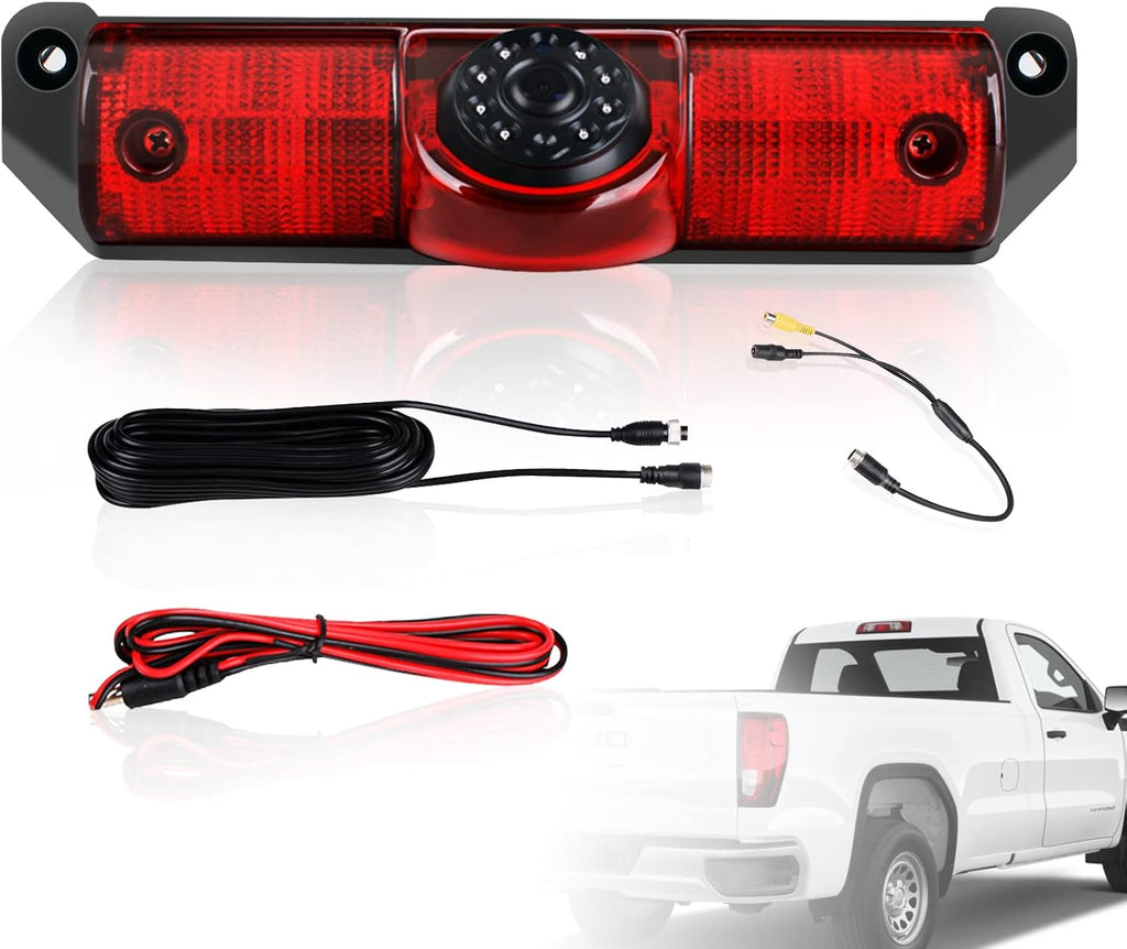 Rear View Backup Camera with Third Brake Light Waterproof Night Vision Reverse Camera Built-in Microphone Pack of 2 X85820
