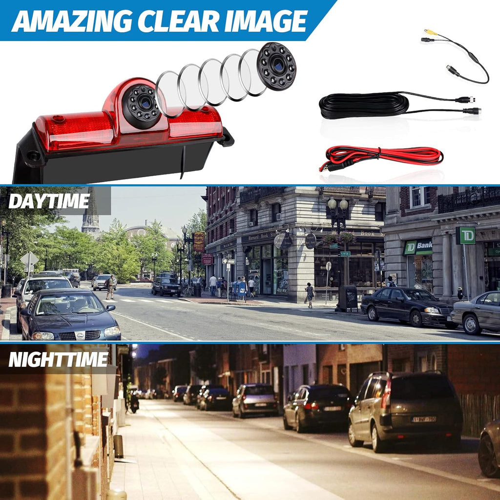 Rear View Backup Camera with Third Brake Light Waterproof Night Vision Reverse Camera Built-in Microphone Pack of 2 X85820