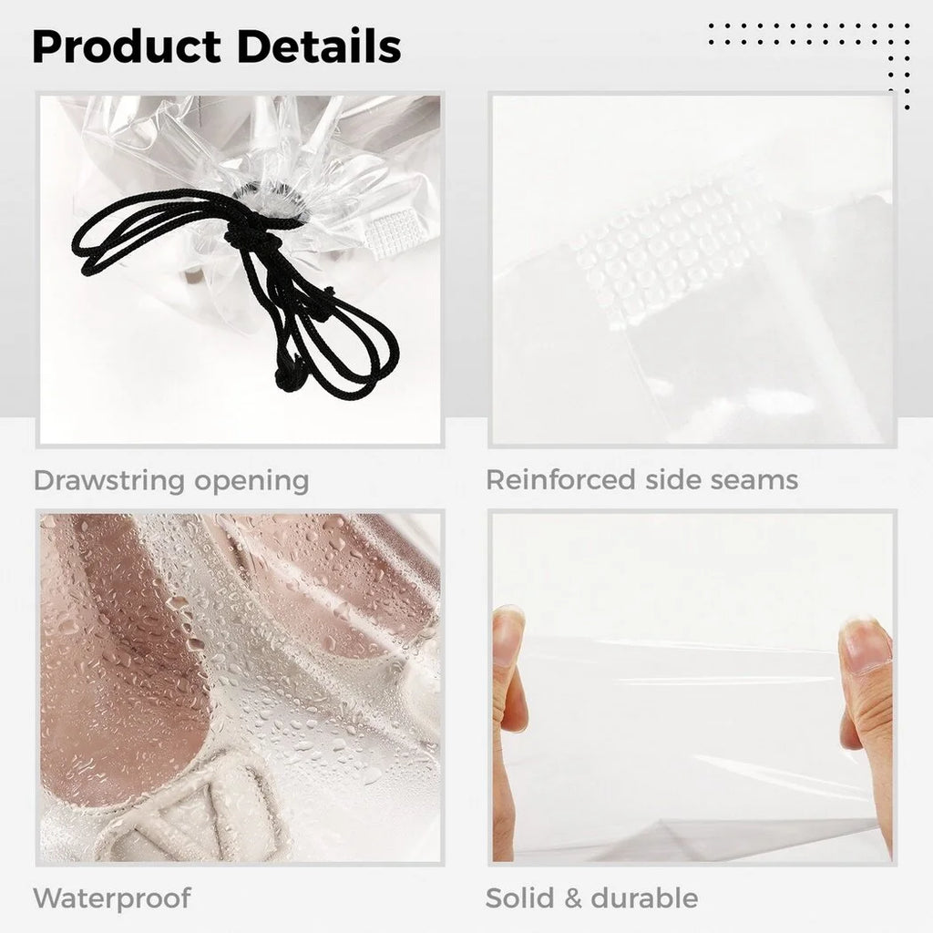 100Pcs Clear Drawstring Shoe Storage Bags V37013