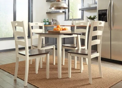 Cream/Brown Drop Leaf Dining Table Z543091