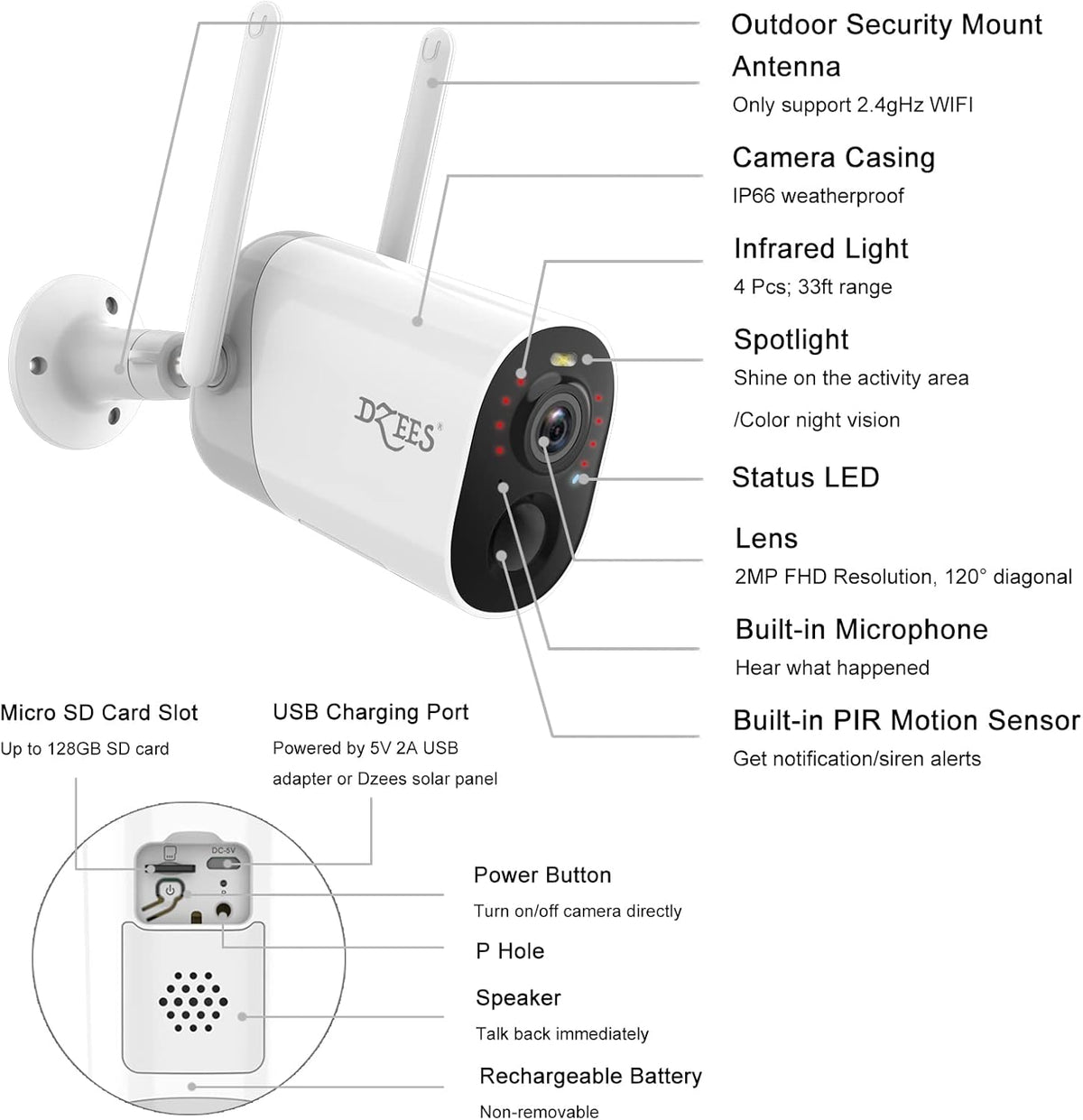 Wireless Outdoor Security Cameras with Spotlight & Siren, 1080P Battery Powered, AI Motion Detection, 2-Way Audio, Color Night Vision, IP66 Weatherproof H3593