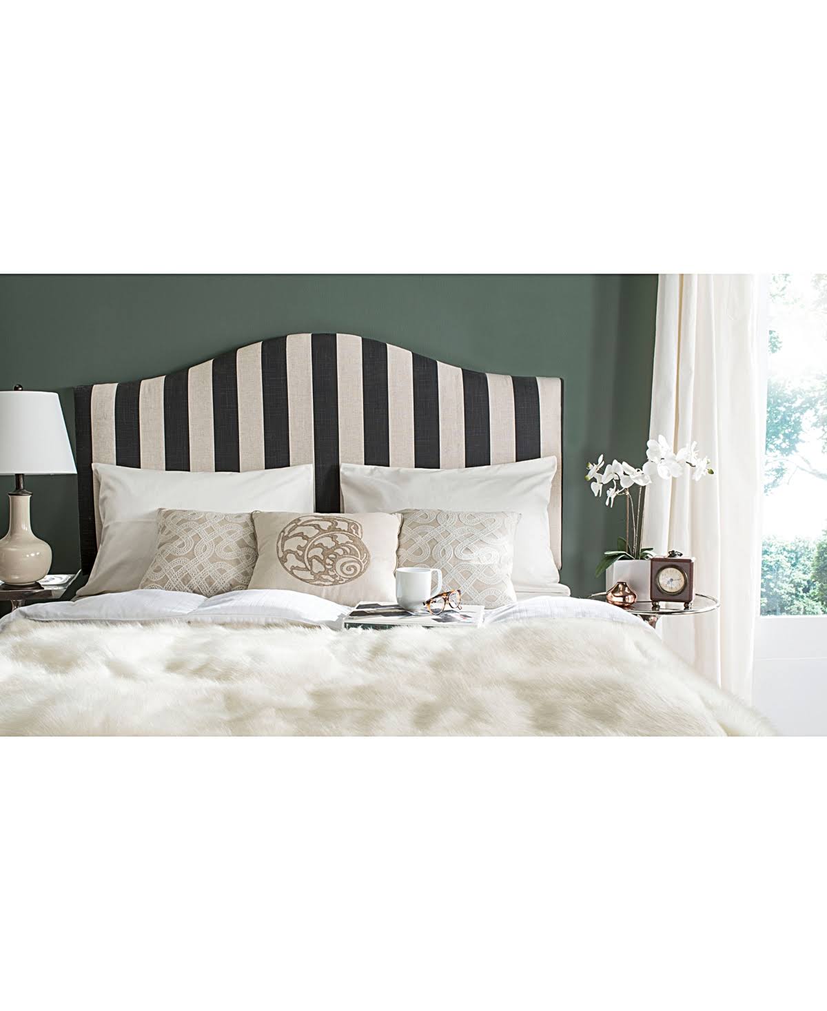 Grey/White Stripe Queen Headboard J8959