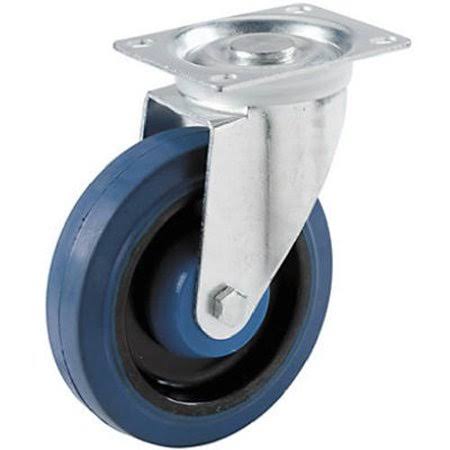 4-Inch Swivel Caster, Elastic Blue Rubber, 265-lb Load Capacity N190468
