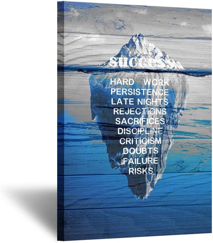 Canvas Quotes Wall Art Vintage Wood Style Iceberg Poster Stretched Gallery Wraps Giclee Print 24x36inch C572