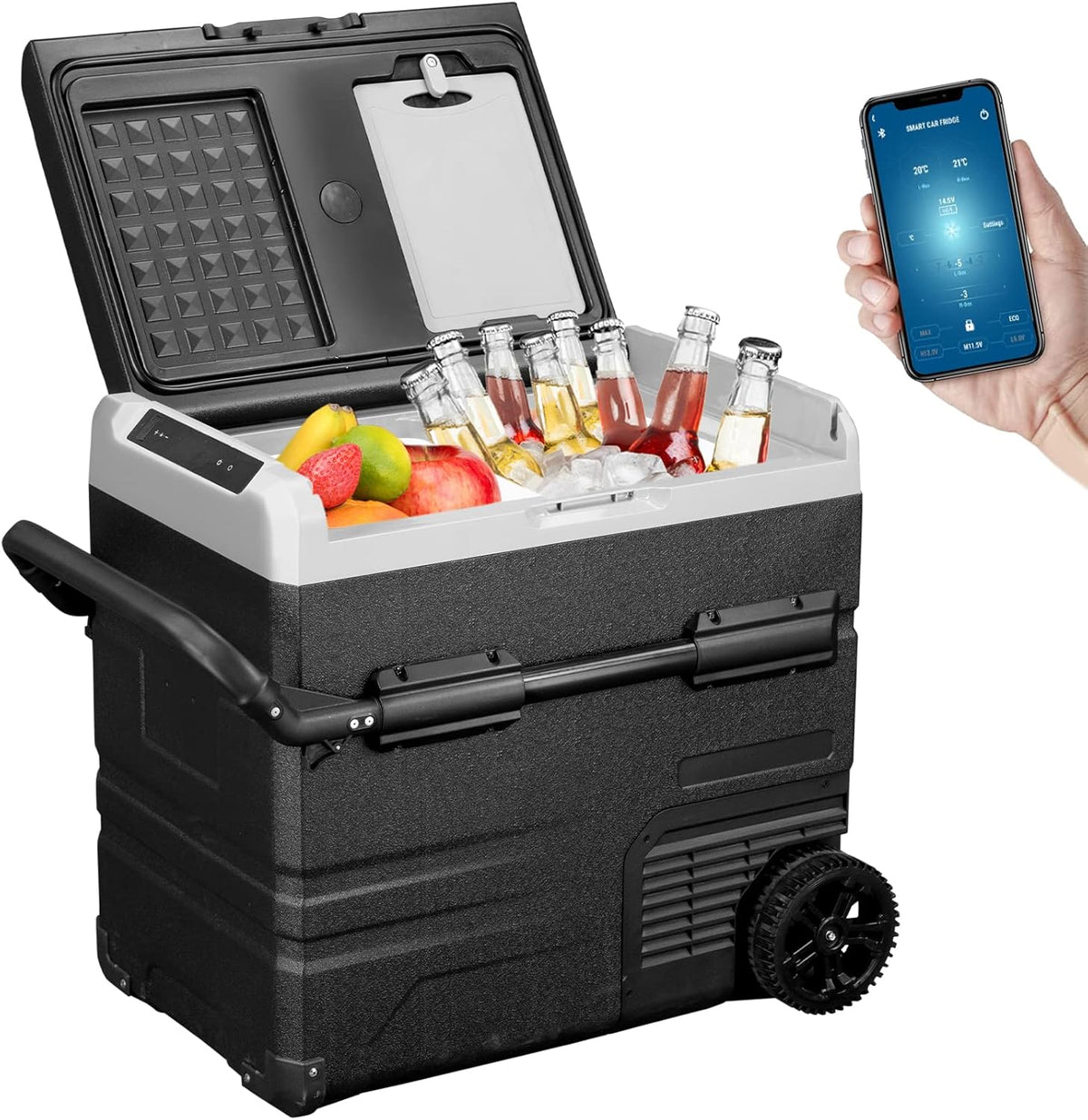 12 Volt Dual Zone Car Fridge Freezer Electric Compressor Cooler, Black Y62927