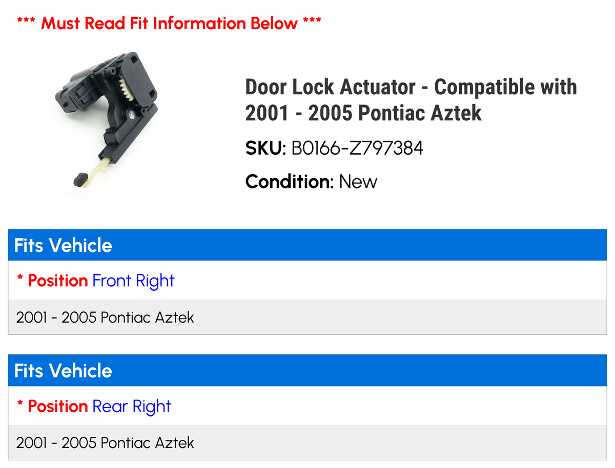 Door Lock Actuator for 2001-2005 Pontiac Aztek Y87930