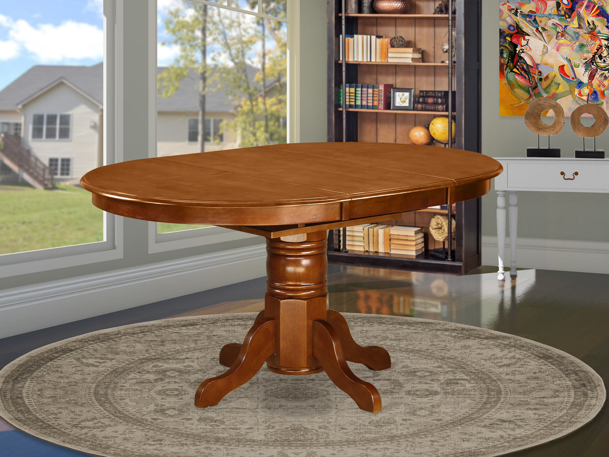 Oval Wood Butterfly Leaf Dining Table in Saddle Brown U207
