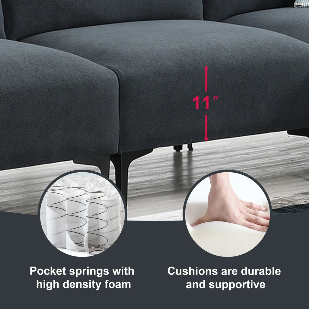Modern L-Shaped Sectional Sofa with Convertible Ottoman Y765