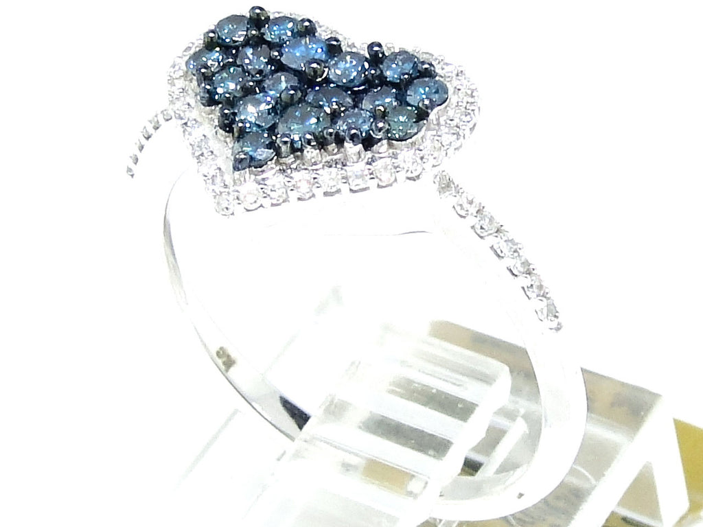 Blue Diamond Heart Ring 10K White Gold U634