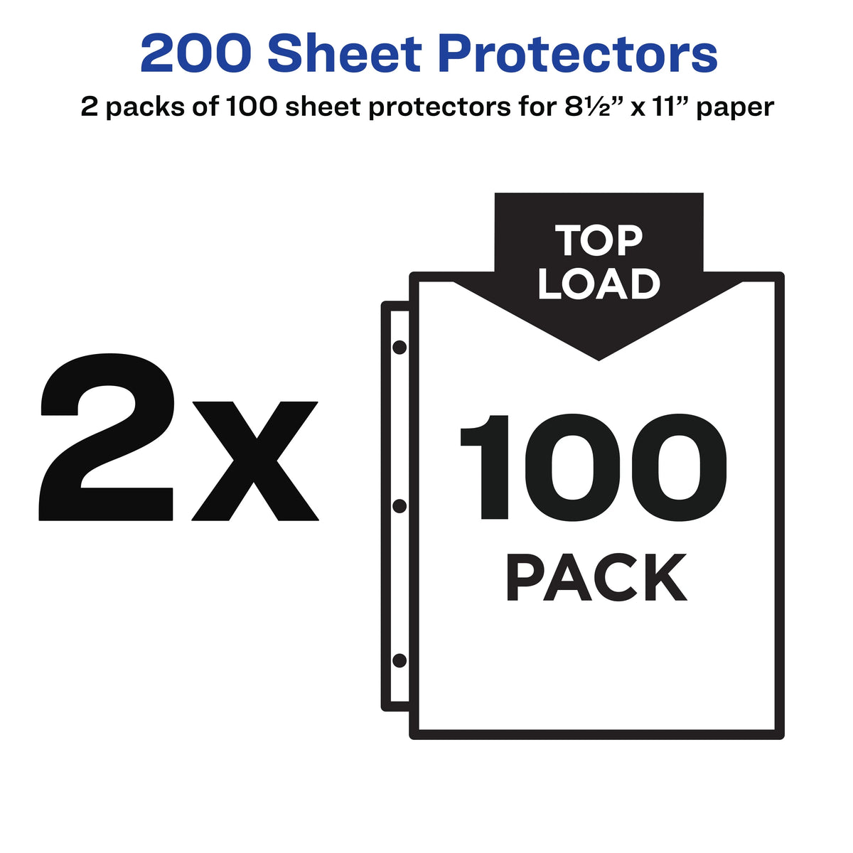 Semi-Clear Top Load Sheet Protectors for 3 Ring Binders, 200 Total Q680166