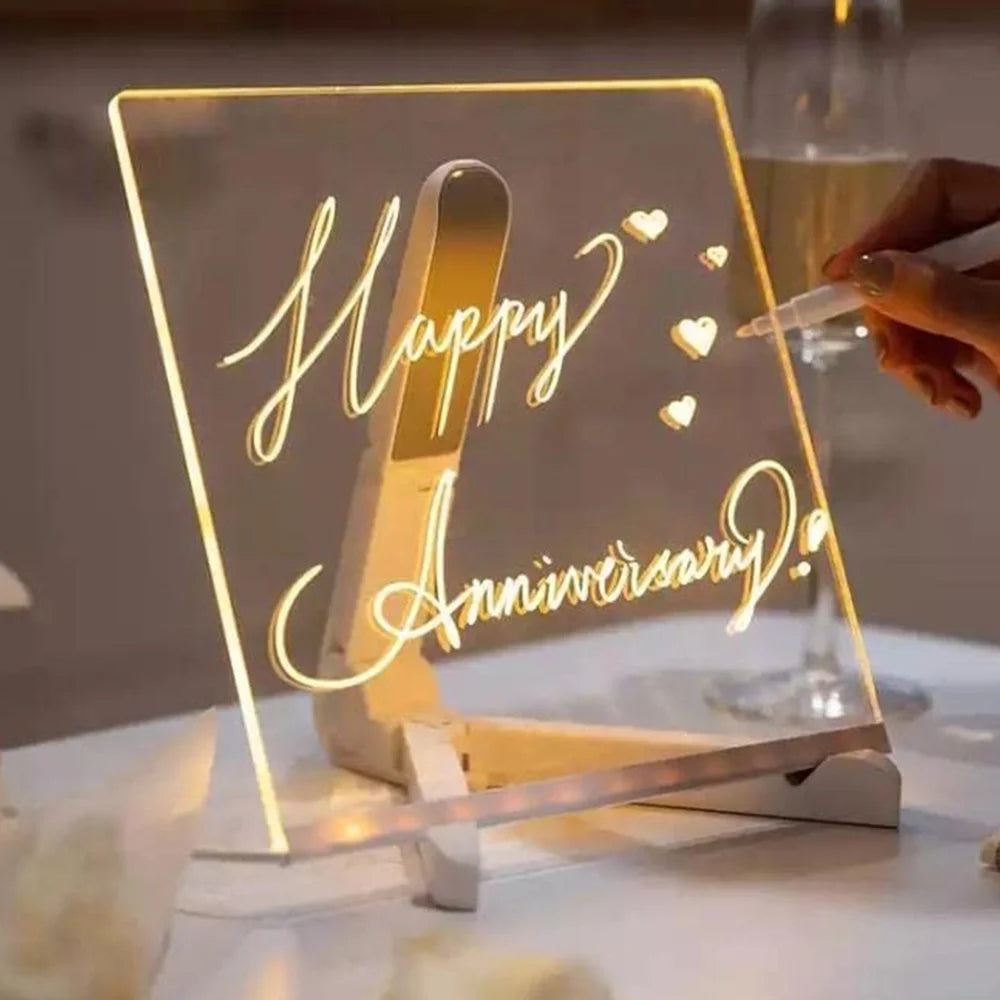 Acrylic Message Note Board LED Lamp O637