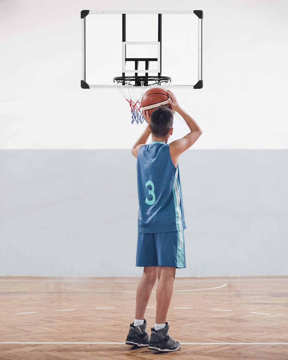 44 Inch Shatterproof Polycarbonate Basketball Backboard with Rim D87034