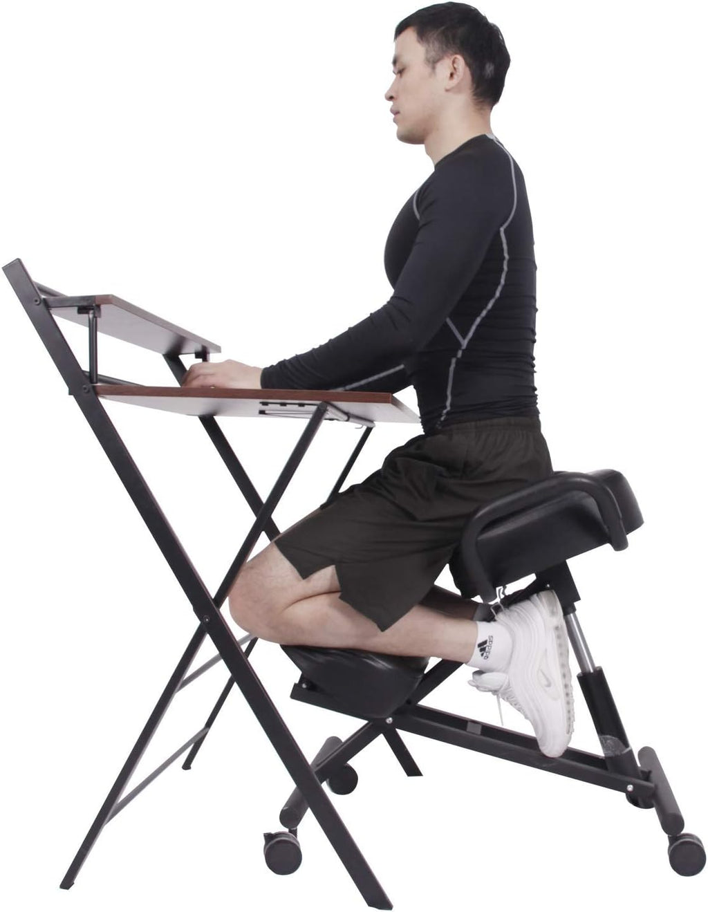 Ergonomic Kneeling Chair with Armrest, Thick Foam Cushions and Casters M96800