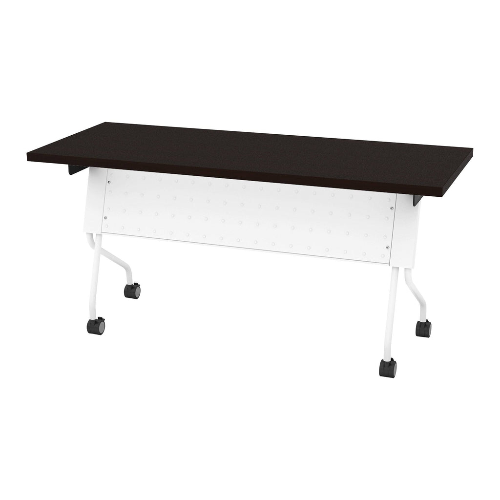Espresso Flip-Top Training Table 60 x 24 with White Frame Y2731